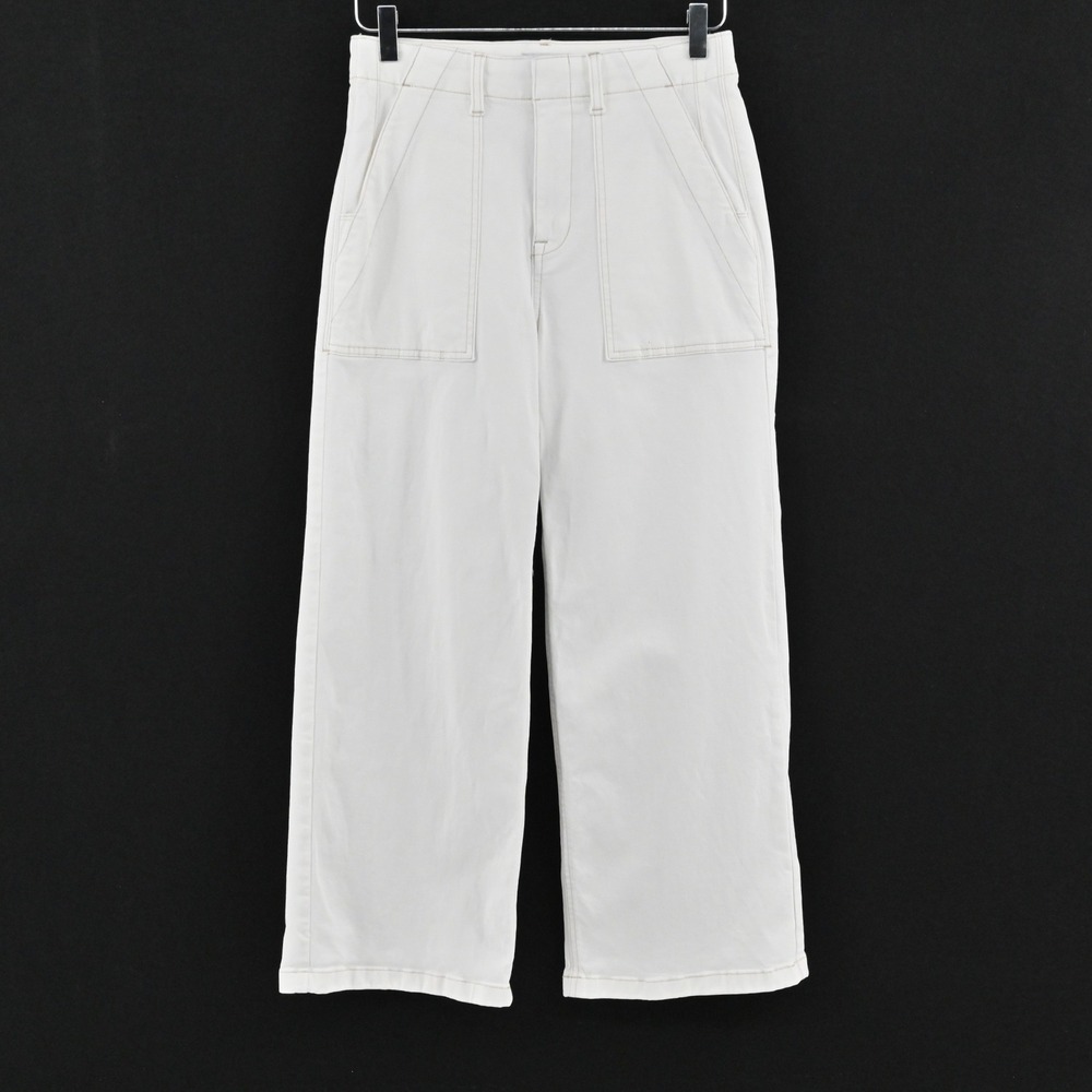 Pistola Sophia Wide Leg Crop Pants Womens Size 25 White Cotton Carpenter Utility